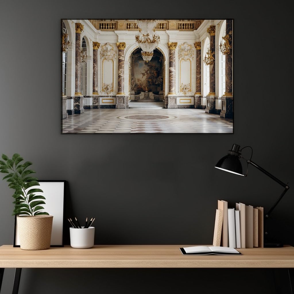 Canvas for Living room. Elegance Redefined: Step Into the Grandeur of a Majestic Ballroom Oasis, 27 x 18 inch Canvas Wall Art - Ready to Hang - 69x46 cm (27x18 inch)