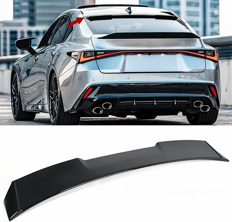 Roof Top Spoiler Fits for Lexus IS300 IS350 IS500 2021-2026, Gloss Black, V Style, Rear Window Roof Wing - WheelX