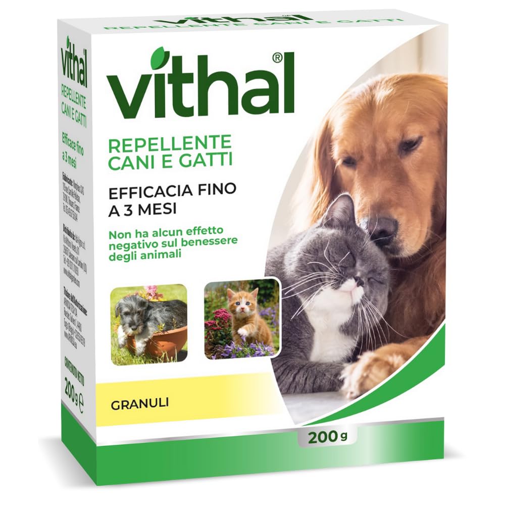 VITHAL Repellente Cane e Gatto in Granuli 200gr - Protezione Superfici e Ambienti Interni e Esterni, Fino a 3 Mesi