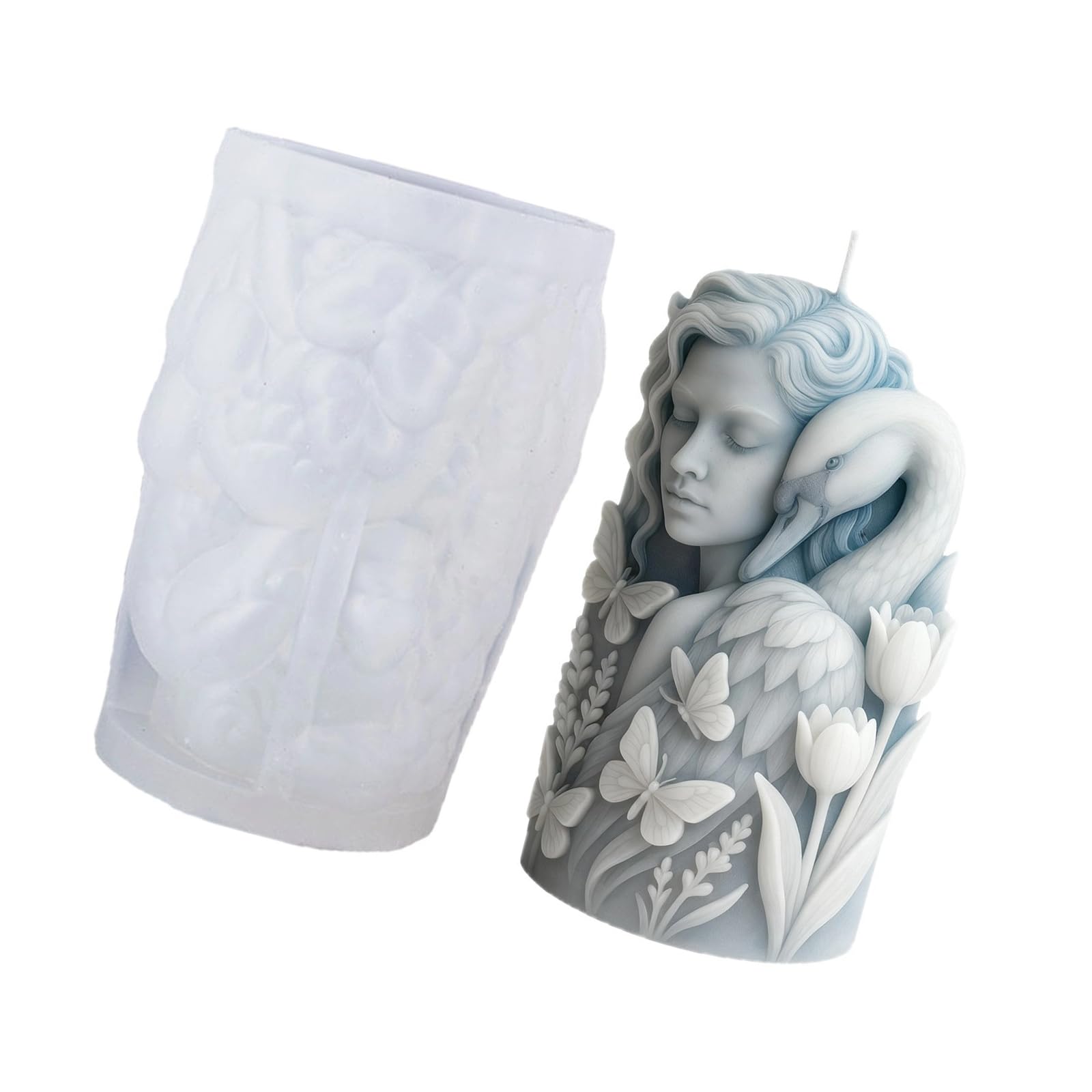hogtnd Swan Girl Flexible Silicone Candle Mould, Ideal for Candle Moulds for Christmas and Home Decoration