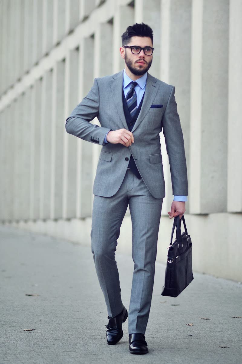 Uomo Vestito Quotidiano Tre Pezzi Notch Risvolto Giacca Gilet Pantaloni per Le Imprese