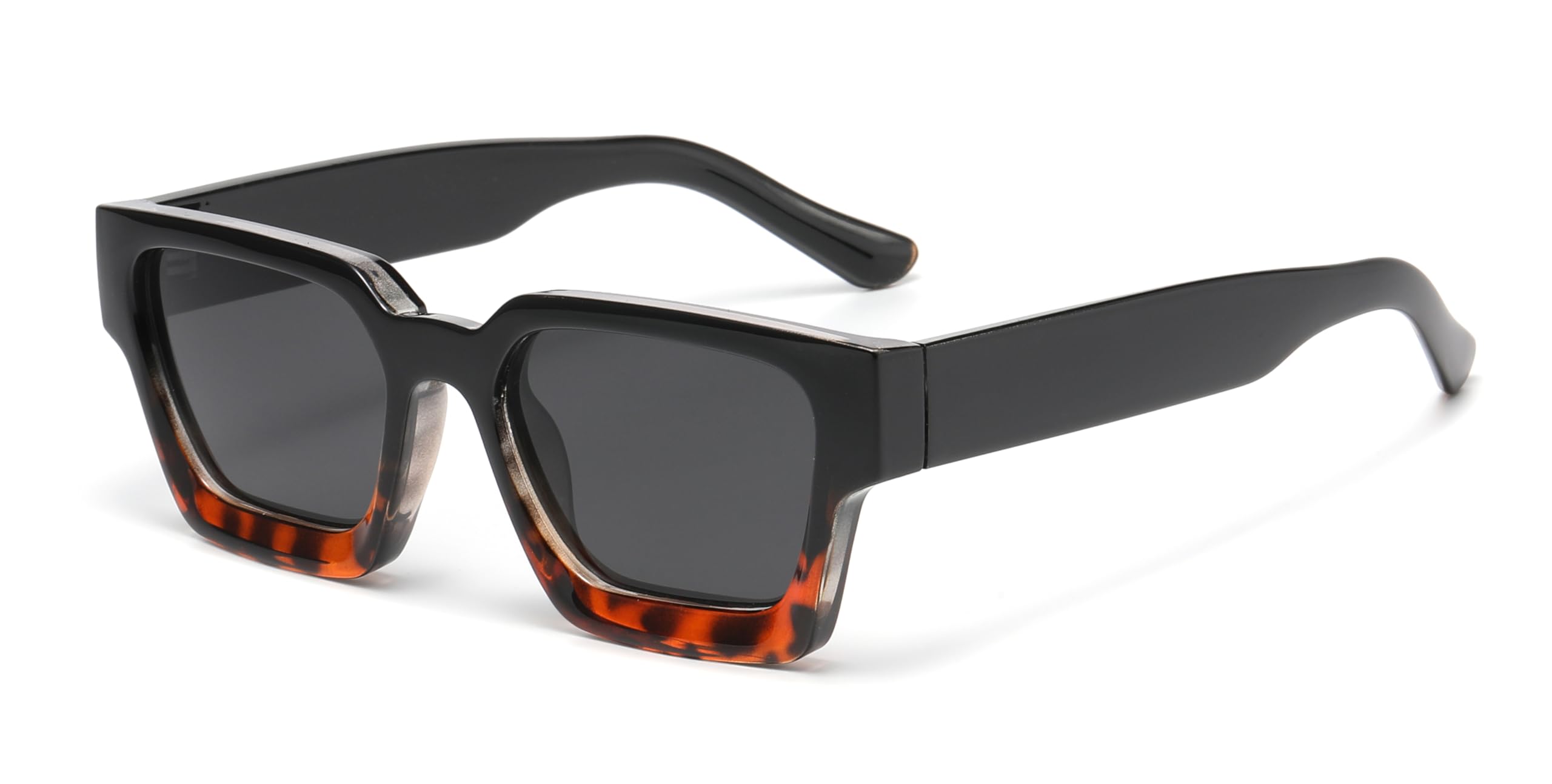 JCTAIFOO Retro Quadratische Sonnenbrille für Damen Herren Vintage Chunky Oversized Rahmen Brille