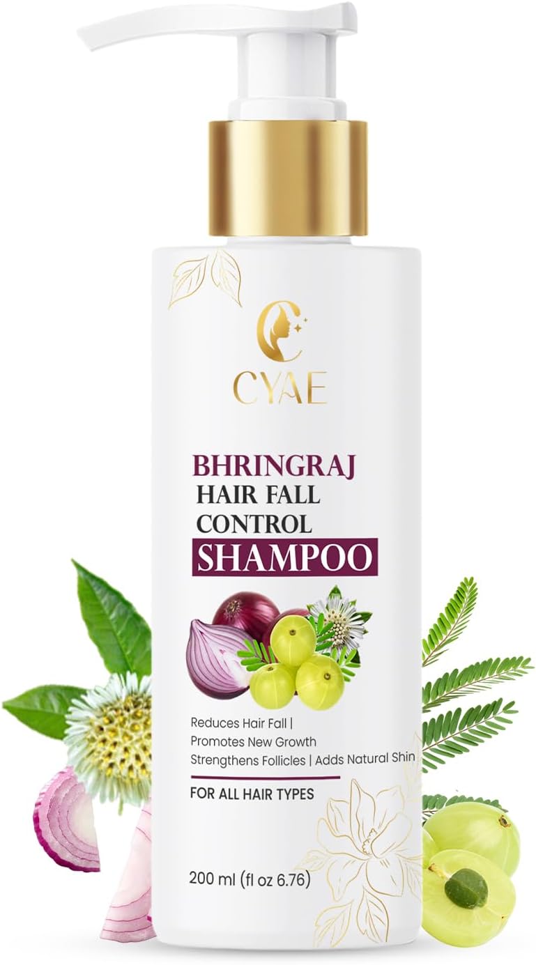 Bhringraj Hair Fall Control Shampoo | Reduces Hair Fall | Strengthens Follicles | Promotes Healthy Hair Growth | With Onion & Amla Extracts | Adds Natural Shine | For Men & Women | All Hair Types | 200 ml (Pack of 1)