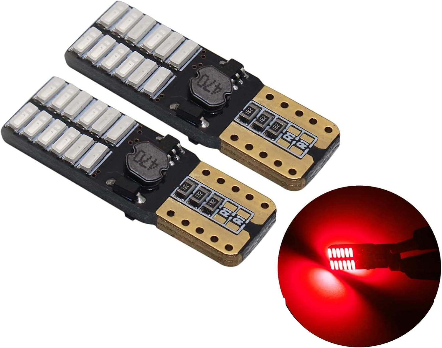 YaaGoo Bright Dome Lights LED bulbs Map License Trunk lamps,Canbus Error free,T10 168 194,red,2pcs,Compact mini-size