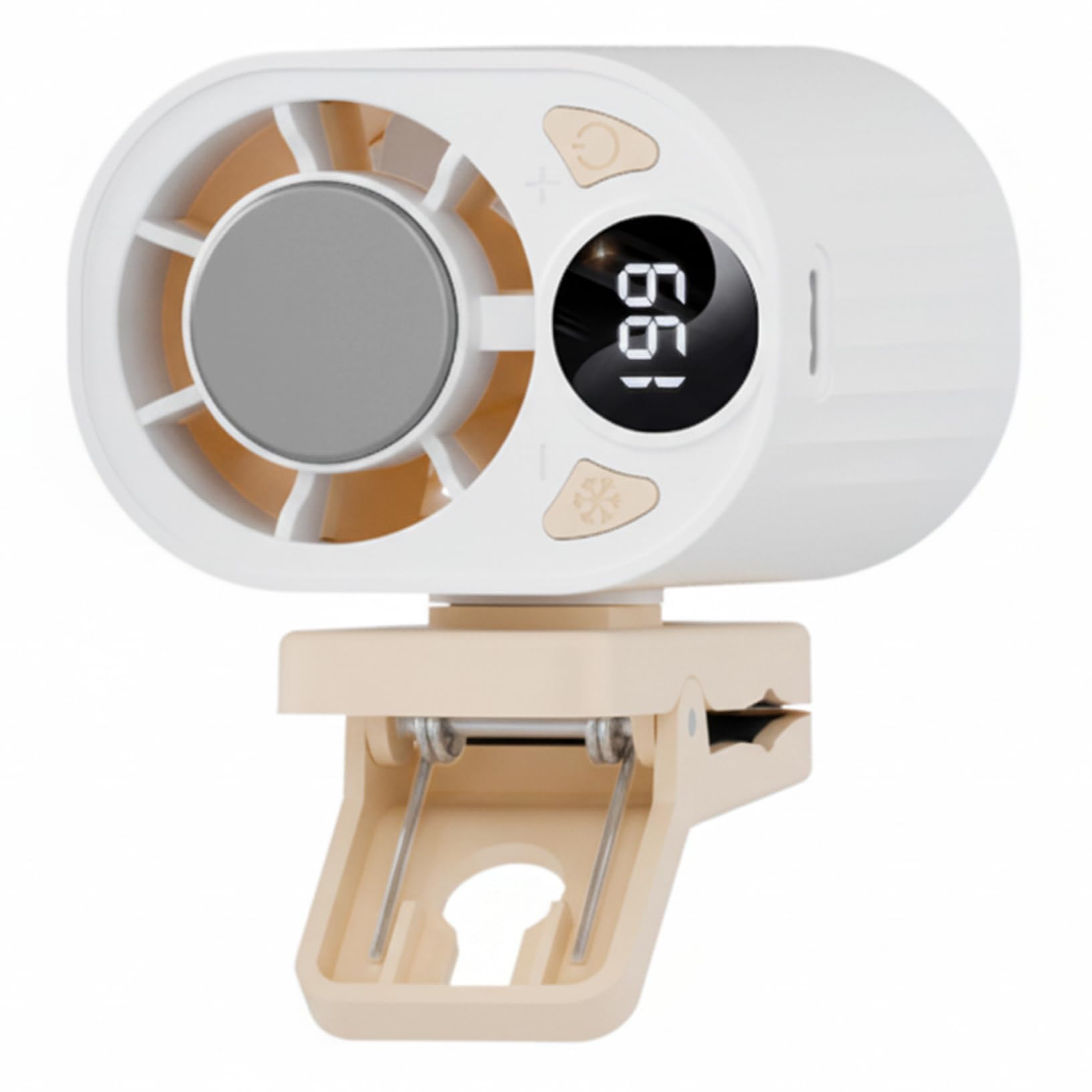 Xoeryoy Portable Ac For Car, Portable Ac For Car, Clip-on Fan With Semiconductor Cooling - 199 Speed Settings, Digital Display Hands-free Fan Outdoor, Waist, Backpack, Umbrella (white)