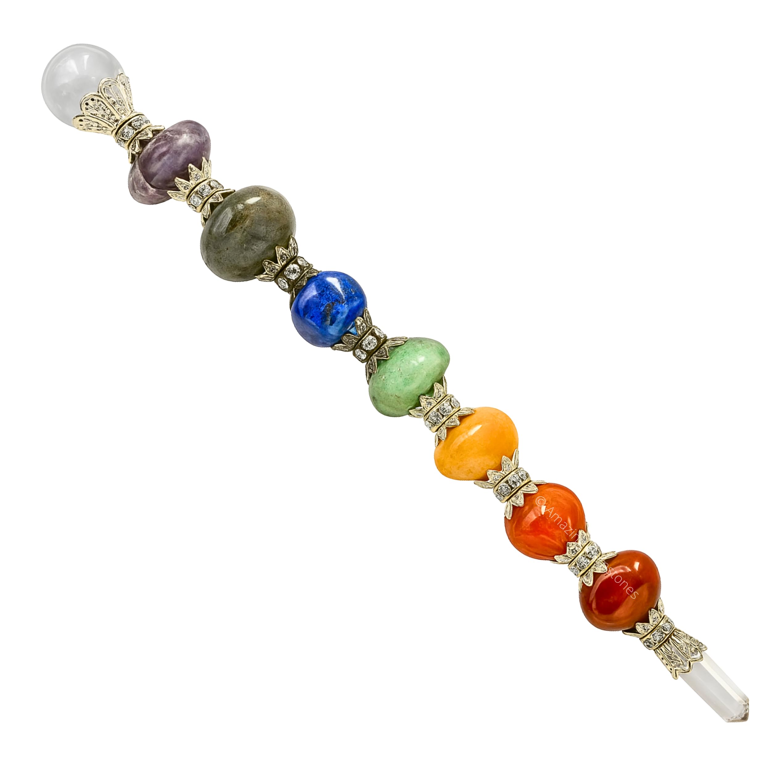 Amazing Gemstone Crystal Chakra Wand Healing Crystal Wands Witchcraft - Chakra Tumbled Crystal Wand for Meditation, Witchcraft, Healing, Yoga, Magic and More - Crystals and Healing Stones Gift