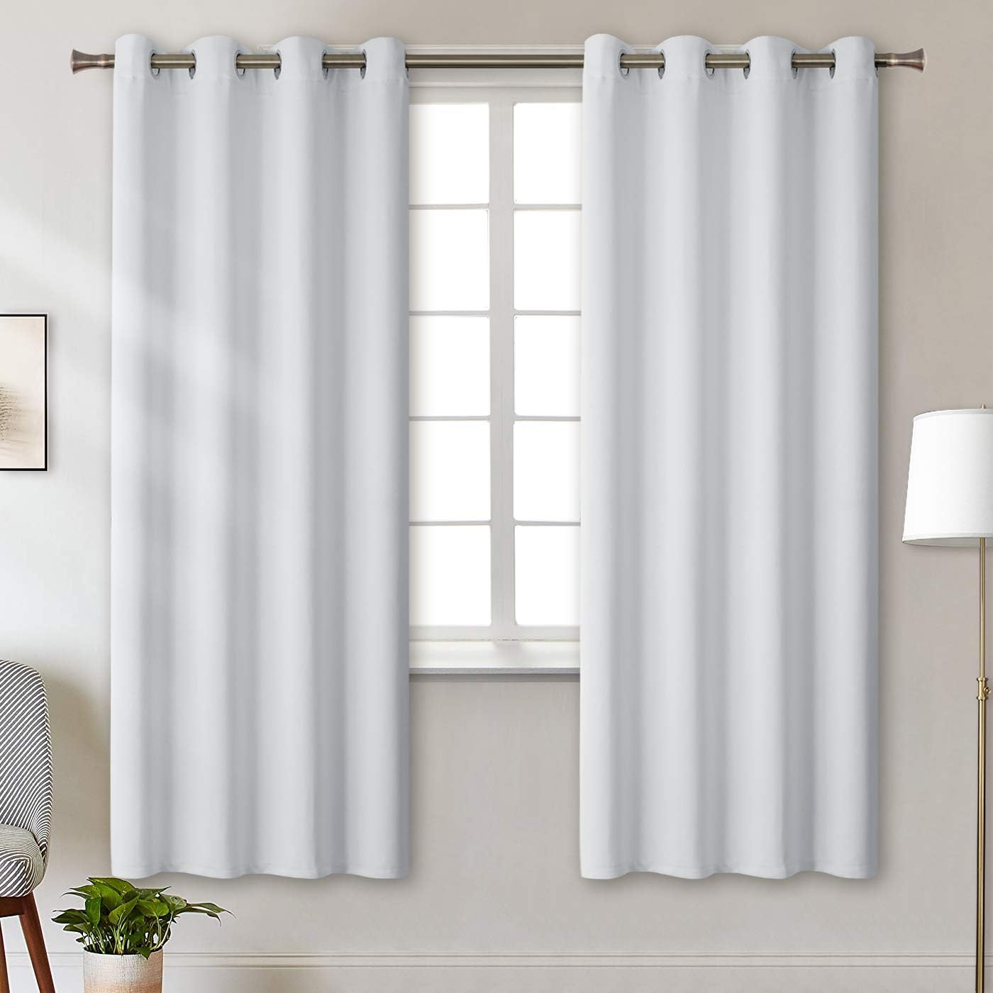 BGment Room Darkening Curtains for Bedroom - Grommet Thermal Insulated Window Treatments Light Blocking Curtains for Living Room, Set of 2 Panels, Each 55 x 69 Inch, Greyish White