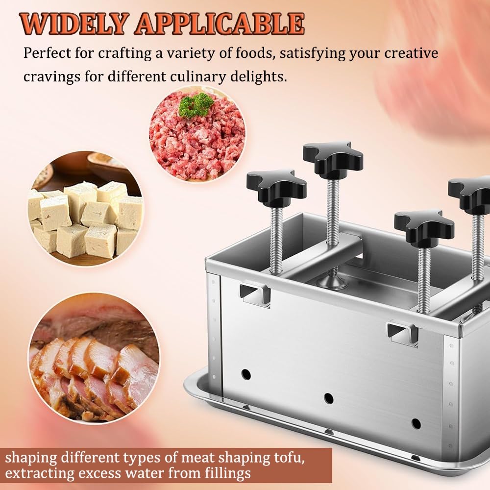 WYWY Stampa per Carne 3kg, Pressa per Prosciutto con Doppia Vite di Pressurizzazione, Stampo per Carne per Pranzo Casalinga e Hamburger per BBQ, Slider e Carni Ripiene