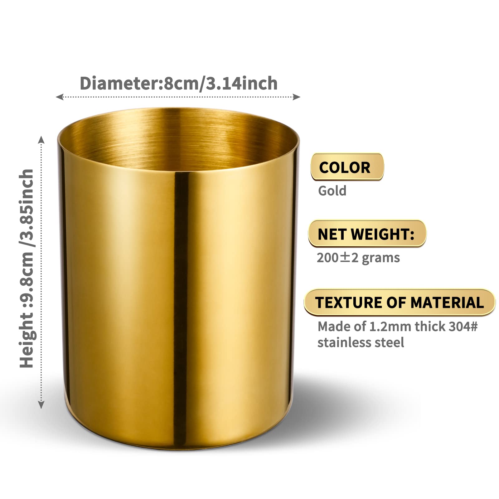 Lidwot Golden 304 Stainless Steel Pen Holder - Image 2