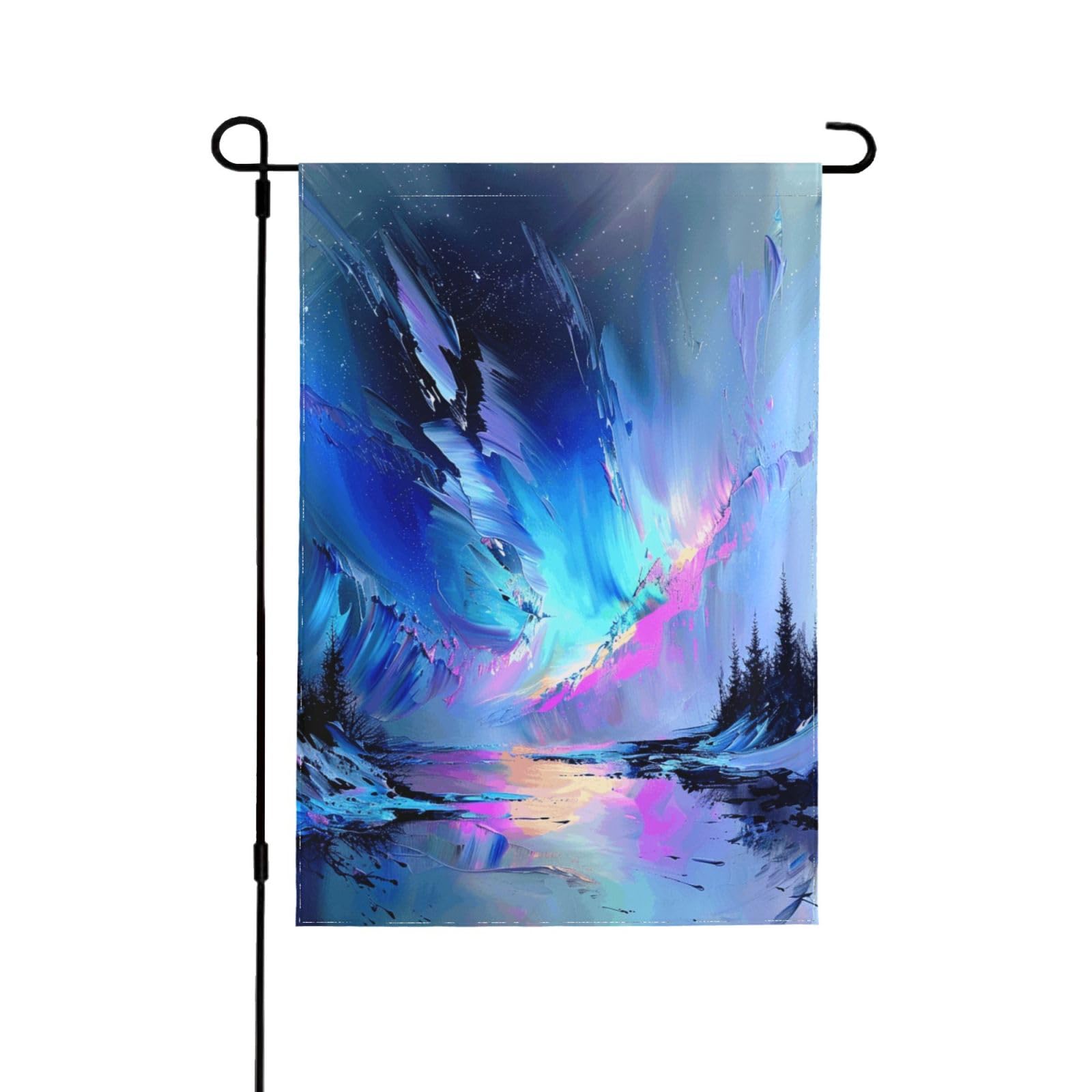 Drapeau de jardin aurore boréale 71x101 cm grand format en polyester double face pour extérieur