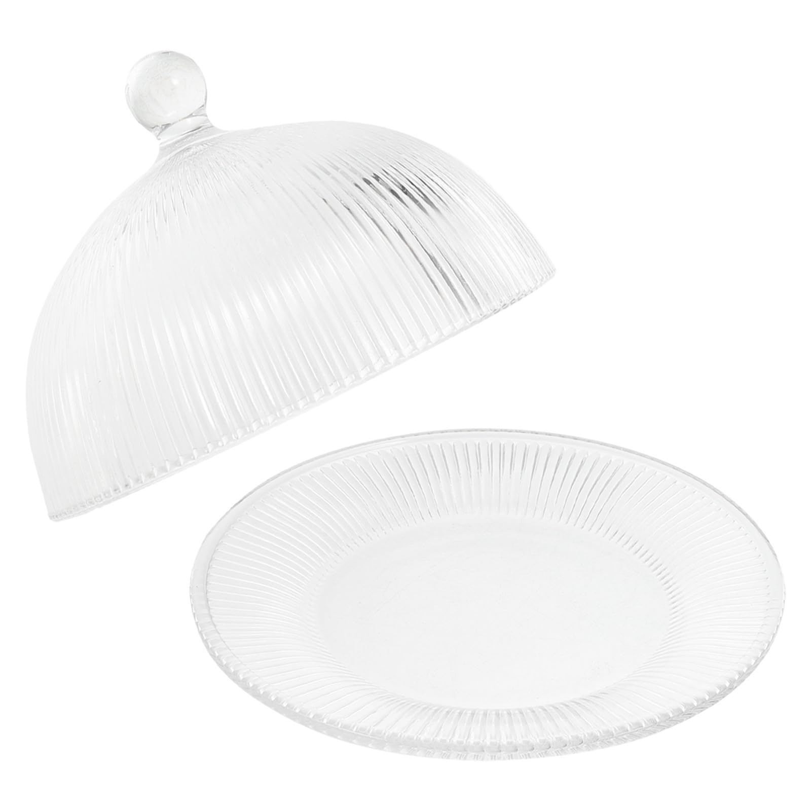 Plato de Exhibición para Pasteles Cúpula, 1 Juego de Vidrio | Diseño Transparente y Estable, Acabado Fino Detalles Delicados, Cobertura Práctica para Conservar Frescura