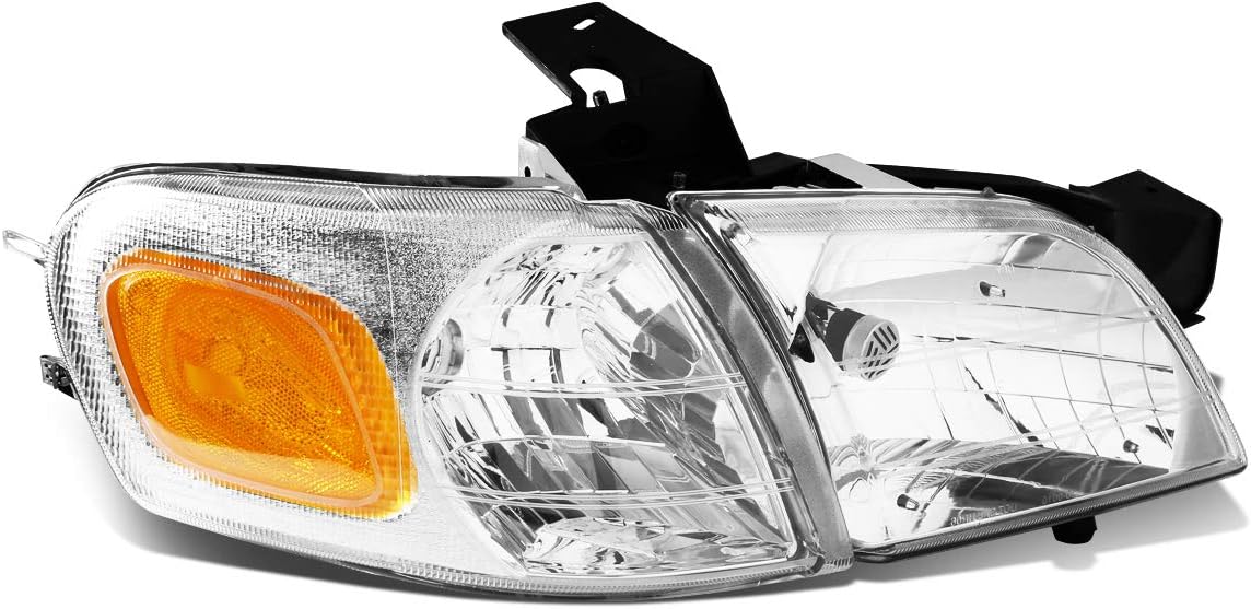 Auto Dynasty GM2503175 Factory Style Headlight Lamp Compatible with Venture Montana Silhouette 1997-2005, Passenger Right Side, Chrome Housing Amber Corner