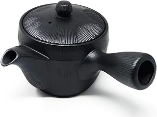 【 湯ギレが抜群 】味がまろやかになる 萬古焼き 湯キレ急須 320ml / 万古焼 黒 織部 日本製 きつさこ仕様