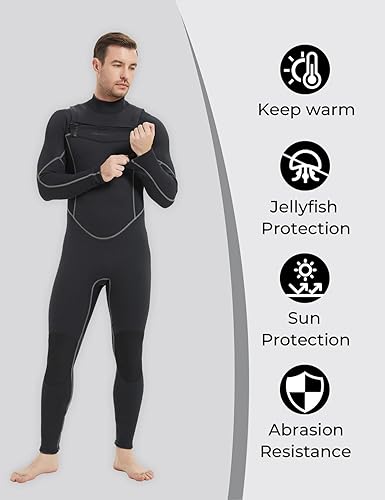 Vista 16 de Trajes de neopreno Lemorecn para hombre de 3/2 mm, traje de buceo de cuerpo entero Cremallera frontal 0.118 in