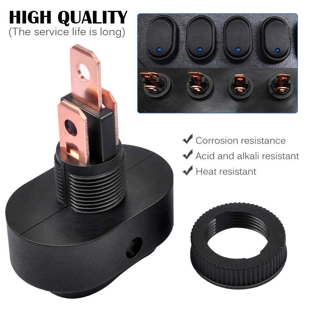 3Pin 12V 30A Toggle Switch SPDT ON Off, Waterproof Blue Green Yellow Red Lighted Rocker Switch for Car Truck Boat Marine Auto Motorcycle, 8Pcs (2 for Each Color)