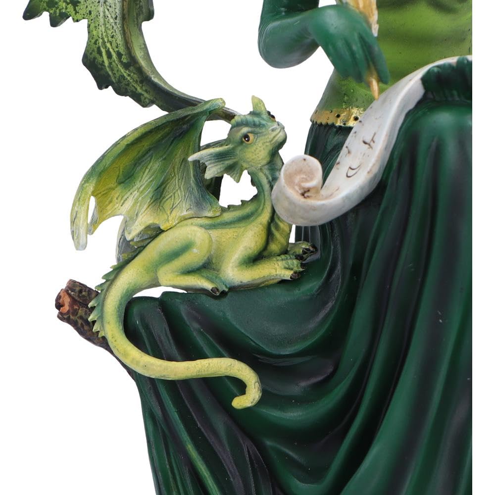 Nemesis Now Giada - Piccola fata della foresta con drago familiare, statua di fata da 31 cm, statuetta stravagante per fan del drago, decorazione gotica, collezionisti fantasy, figura in resina