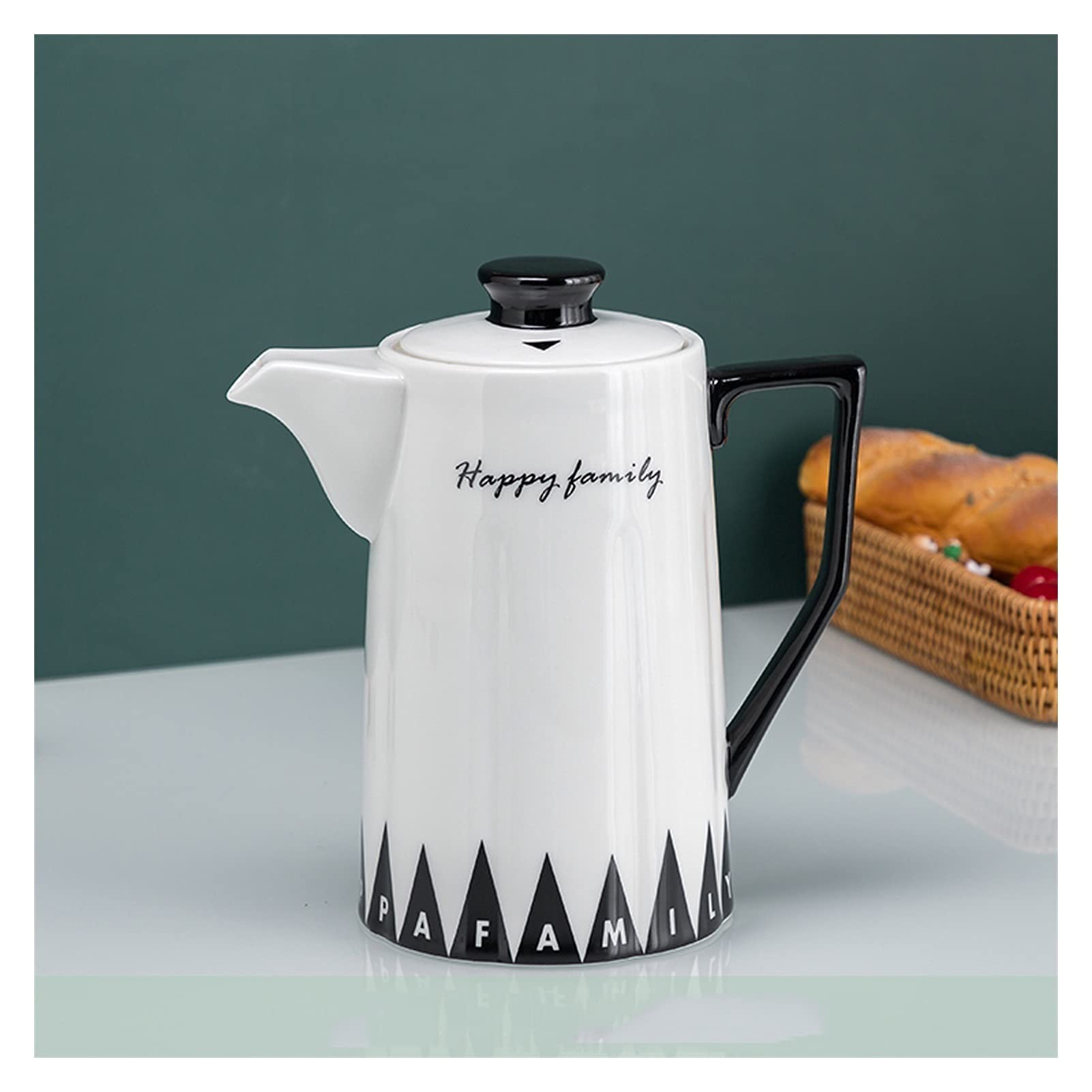 bouilloires Pichet de luxe légère avec poignée et couvercle de grande capacité pichet céramique idéal pour le thé glacé, Sangria, limonade et plus (60,8 oz) cantine(Nero)