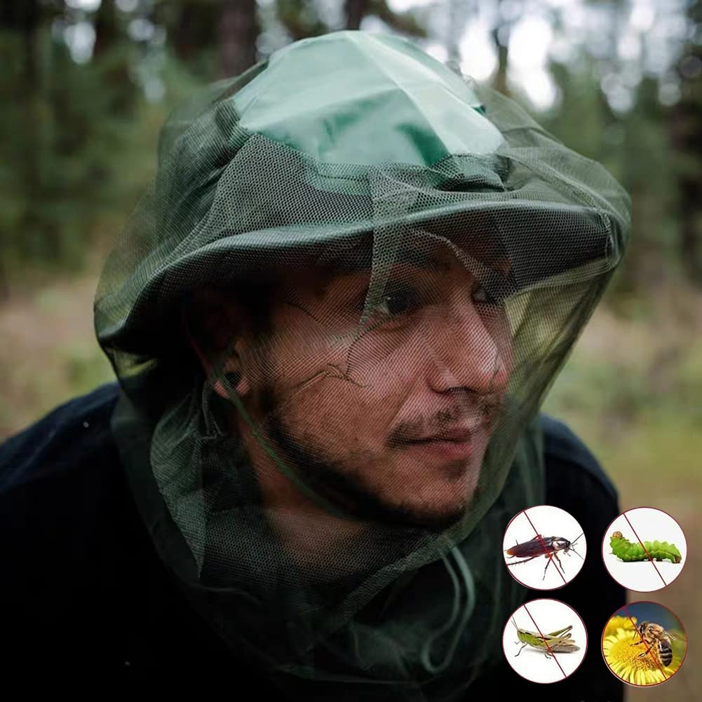 Sombrero con Mosquitera,Red para Moscas para la Cara, Mosquitera de Cabeza Cubierta Malla Red de Cabeza Protección Facial Equipo de Pesca al Aire Libre