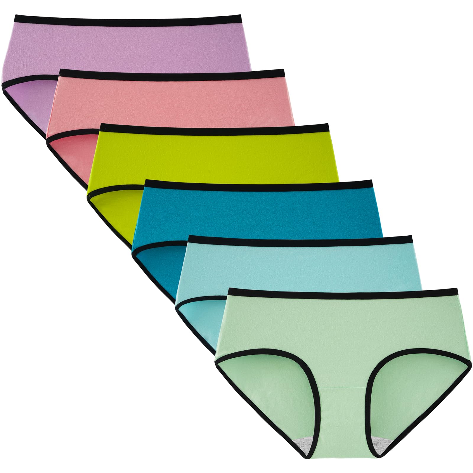 INNERSY Mutande Donna Cotone Vita Media Comode Slip Elasticizzato Intimo di Base Pacco da 6