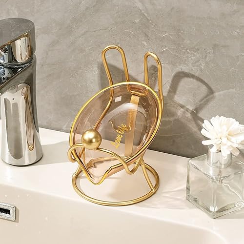 Jabonera dorada, autodrenante, caja de almacenamiento de jabón, barra de fácil limpieza, soporte para jabonera, estilo de pie, apto para ducha,