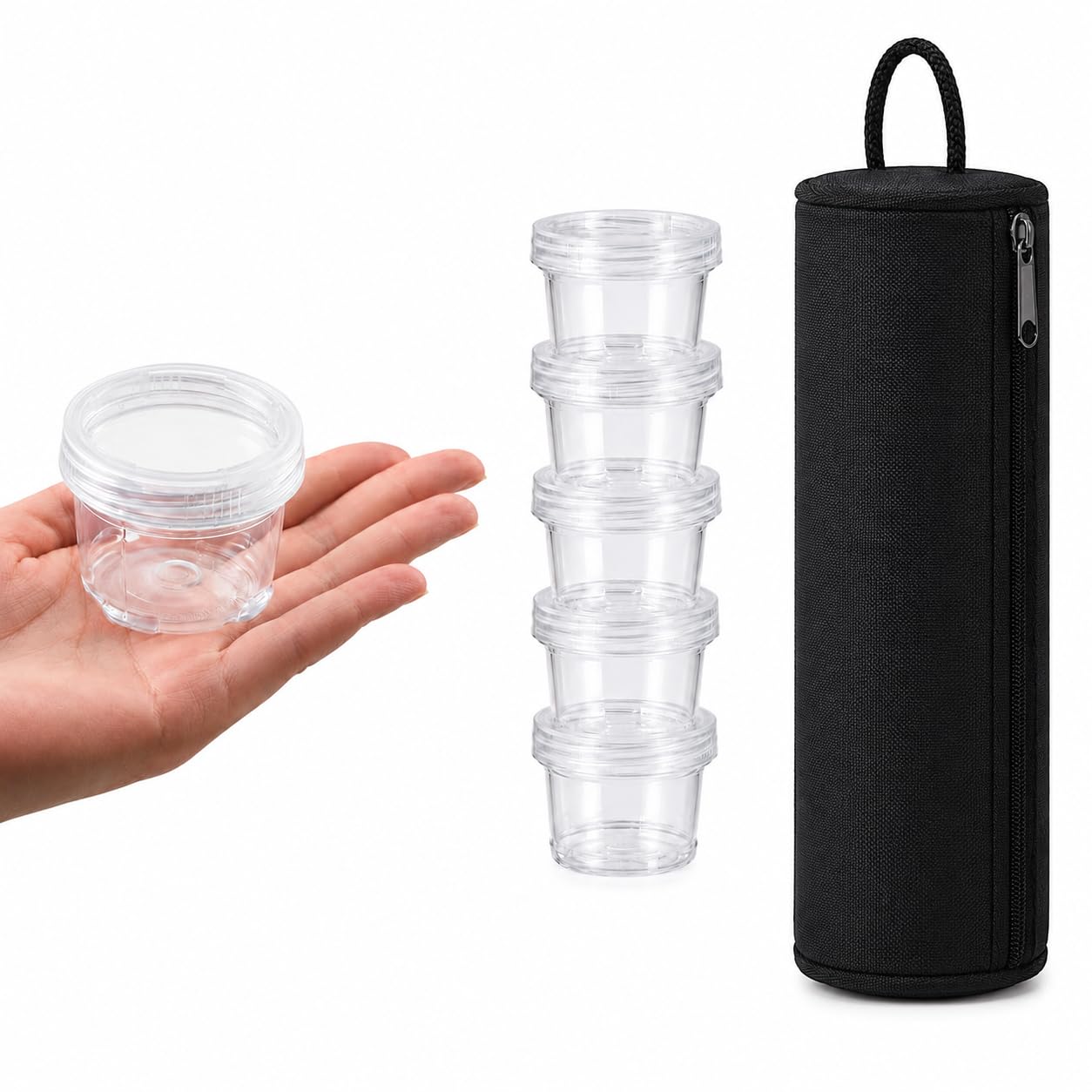 FreshDcart 5 Pieces Seasoning Box Clear Spice Bottle Set with Stackable Spice Holder & Spice Jars Rack for Kitchen Storage, Travel, Picnic, Camping, Dining & Bar Use-image-24