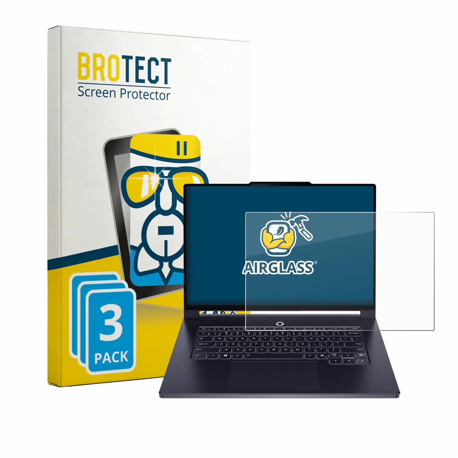BROTECT Protector Pantalla Cristal para Lenovo Legion 7a Gen 11 15" Protector Vidrio (3 Unidades) - [Dureza 9H, Anti-Arañazos]