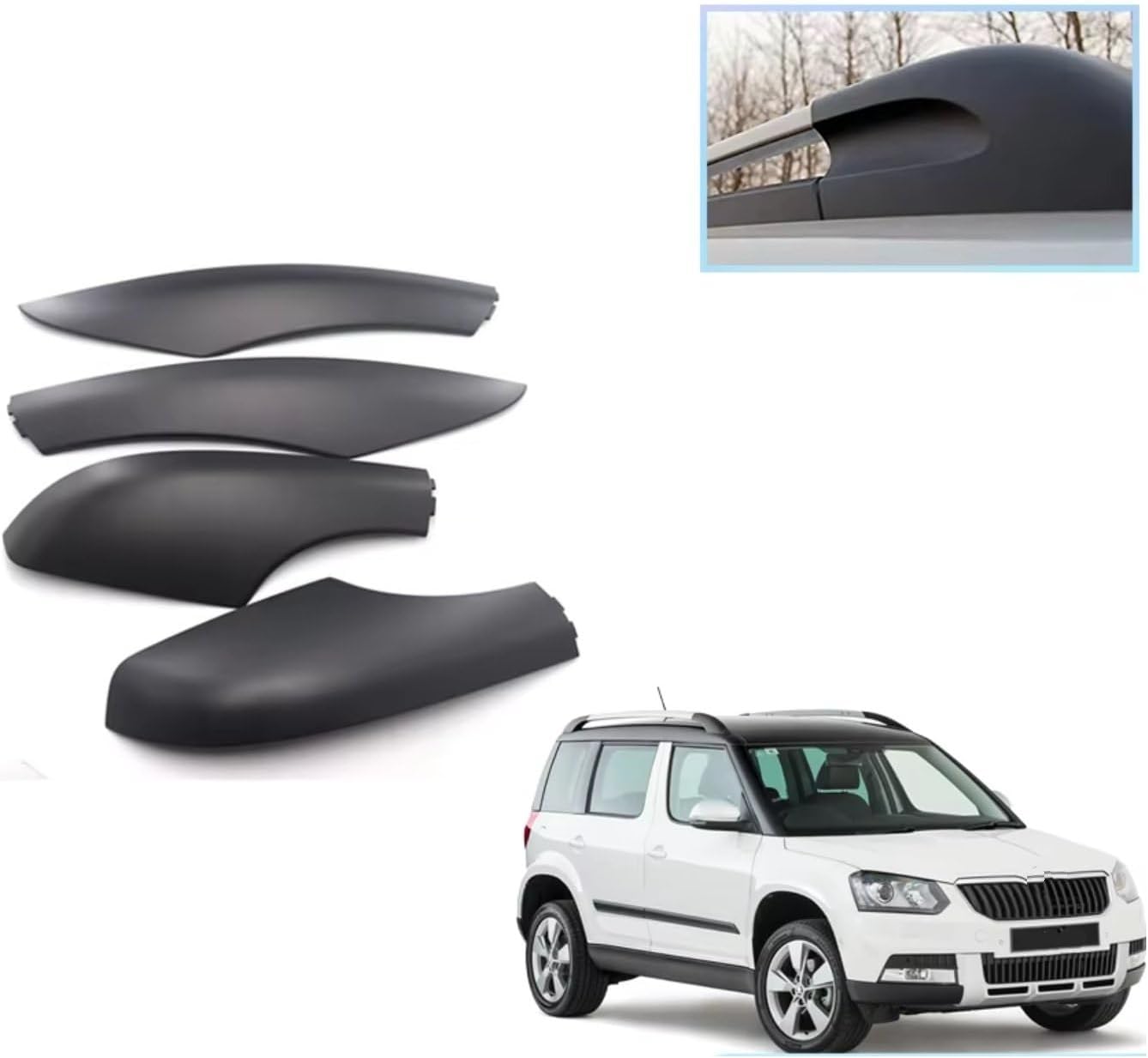 Roof Rack Rail Cap Compatible with Skoda for Yeti 5L SUV 2009-2017 Roof Rack Cover Car Luggage Bar Cap Part Trim Rail End Shell(Front Right)