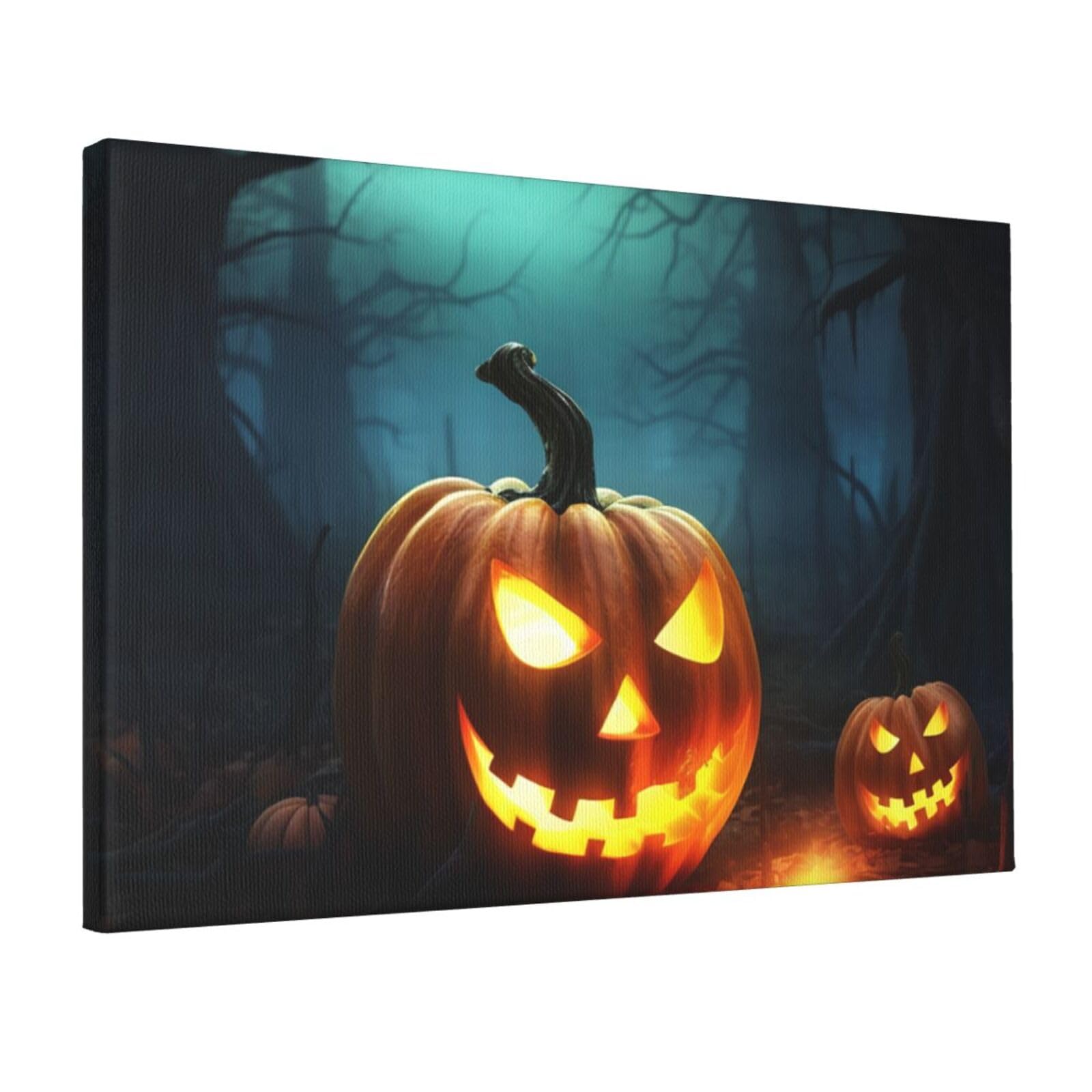 DWVTSLH Happy Halloween Pumpkins Poster Paintings Canvas Wall Art Bedroom Prints Home Decor Hanging Picture Modern Home Artworks Aesthetic for Living Room Office Wall Decor 12x18in Unframed