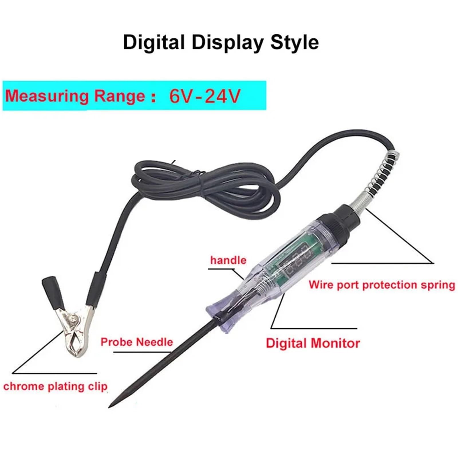 Misuratore di tensione, Tester Di Circuito For Camion, Tensione, DC 6V-24V, Sonda Diagnostica For Auto, Penna Prova, Strumenti For
