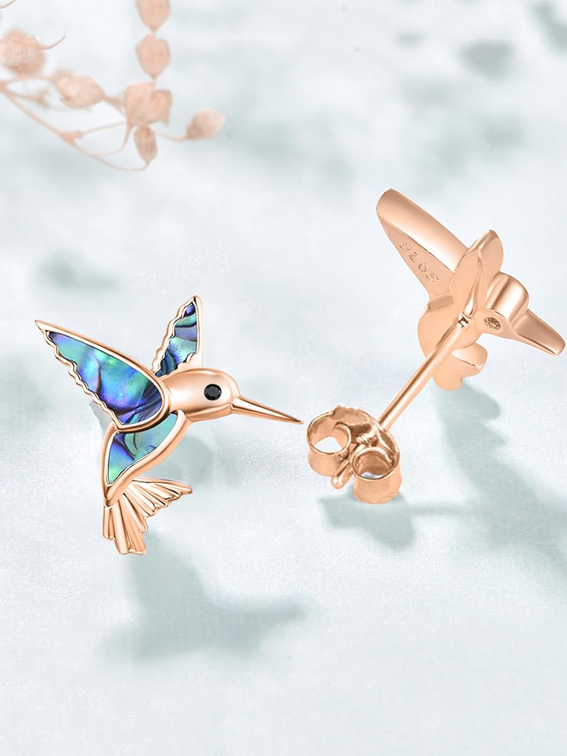 Dreamboat Hummingbird Bird Stud Earrings for Women 925 Sterling Silver Hypoallergenic Hummingbird Jewelry Gifts for Sensitive Ear - Image 2