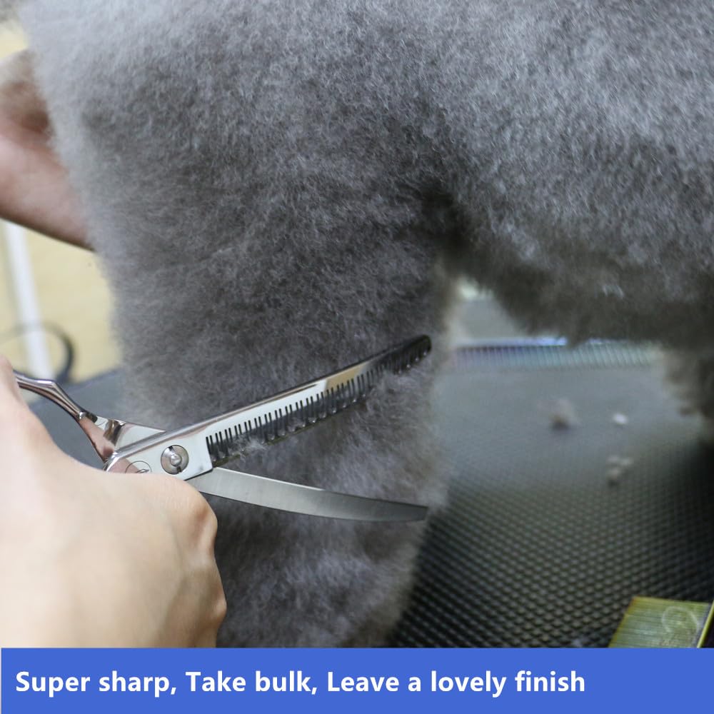 HASHIMOTO Curved Eraser Dog Grooming Scissors, 23 Teeth,7.0 Inch,80% Thinning Rate,Light Weight, Designed for Bulking Off Coat Quickly - Image 4