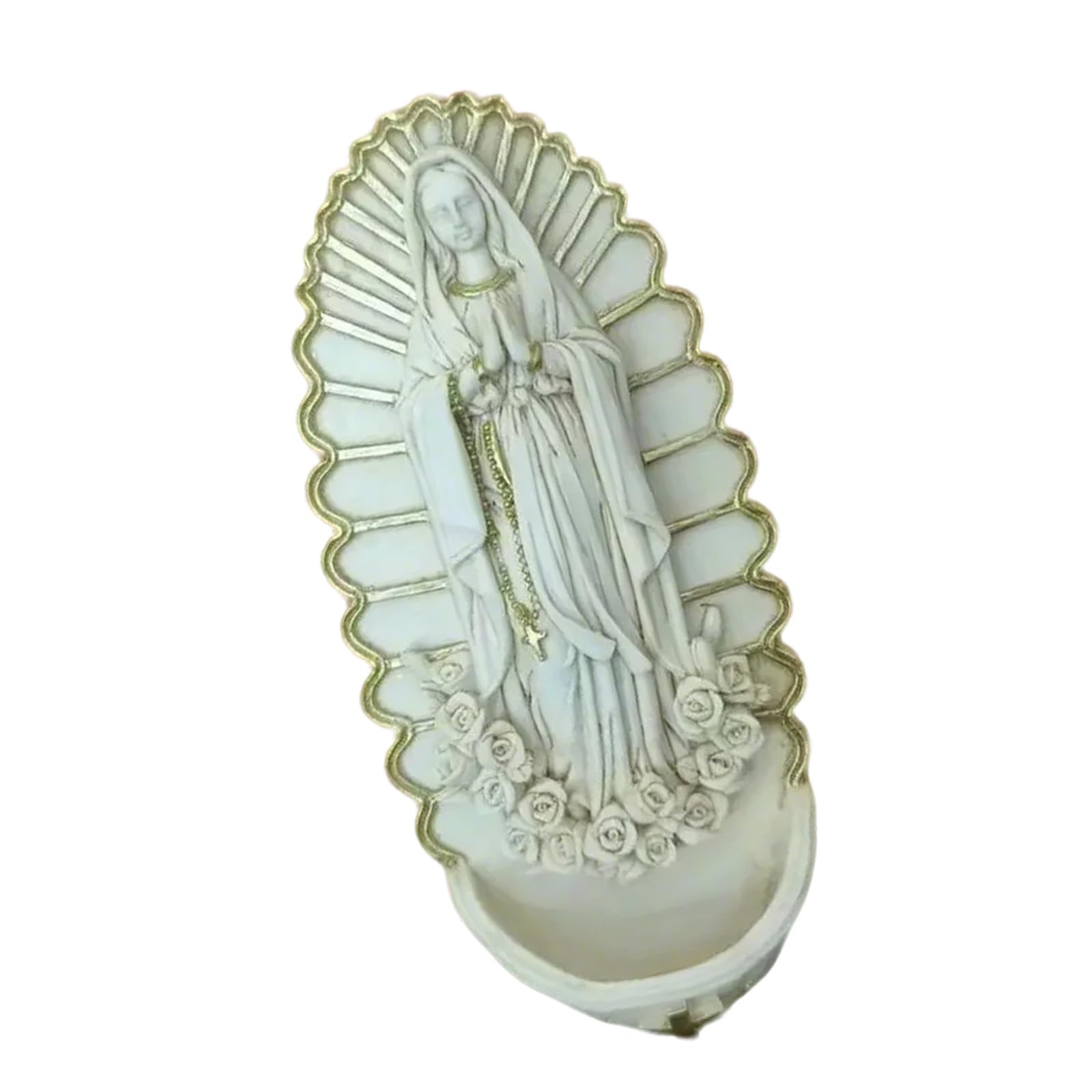 Resins Holy Water Font Catholic Sculpture Wall Hanging Ornament Holy Pool Fountain Religious Home Decors Gift Religious Figurine