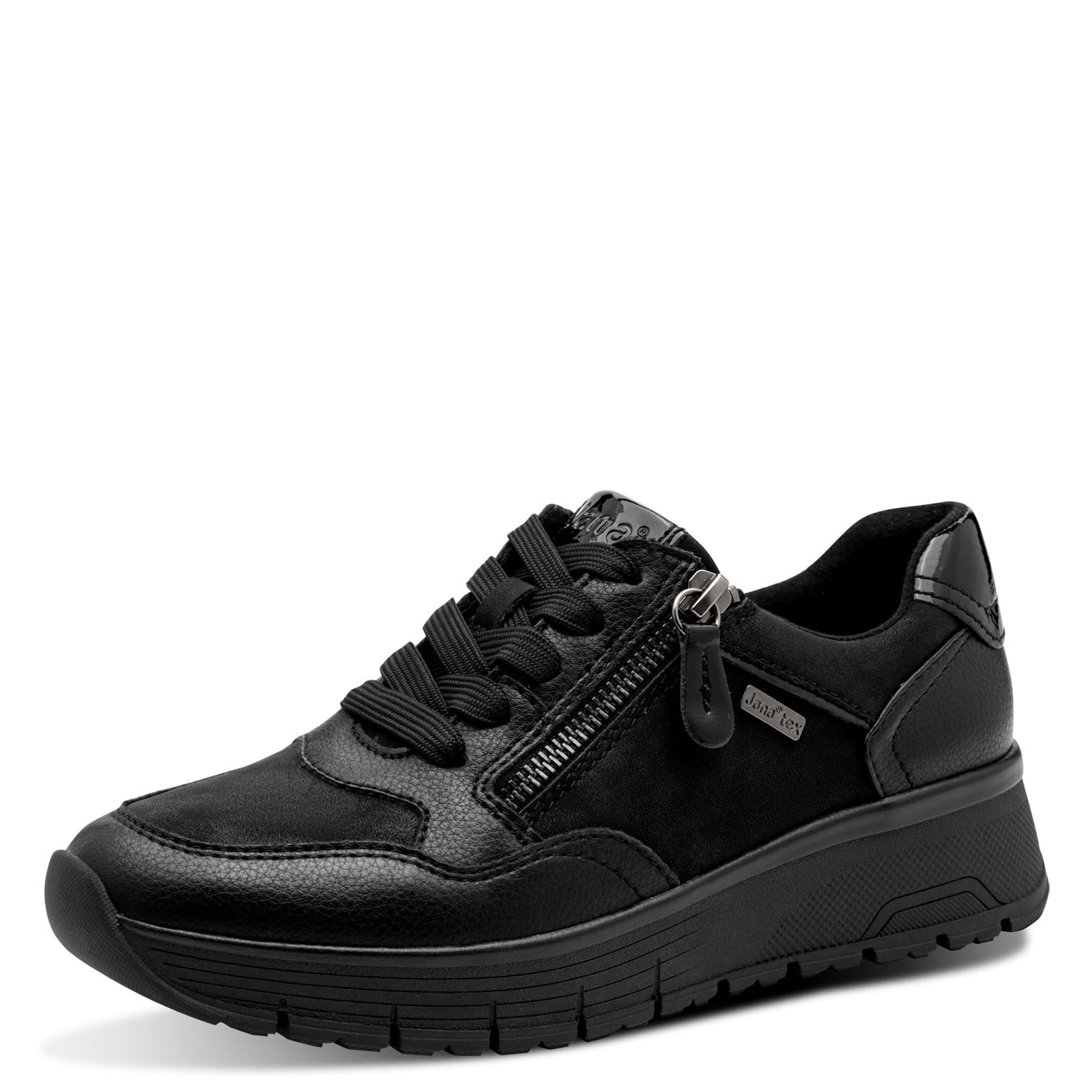 Jana Women’s Flat Sneakers with Laces Vegan, Black Uni, 5 UK