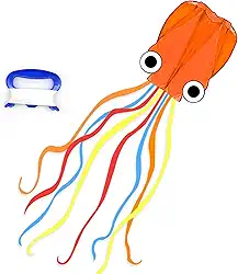 Mint's Colorful Life Pipa De Polvo Para Crianças E Adultos, Grandes Pipas Software 3D Com Caudas Longas, Jogos Atividades A Família, Viagem À Praia, Fácil Voar (Laranja)