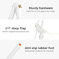 Vista 7 de VISWIN Soporte de caballete blanco de 63 pulgadas para letreros de boda, caballete de madera ajustable con soporte, caballete de piso de trípode