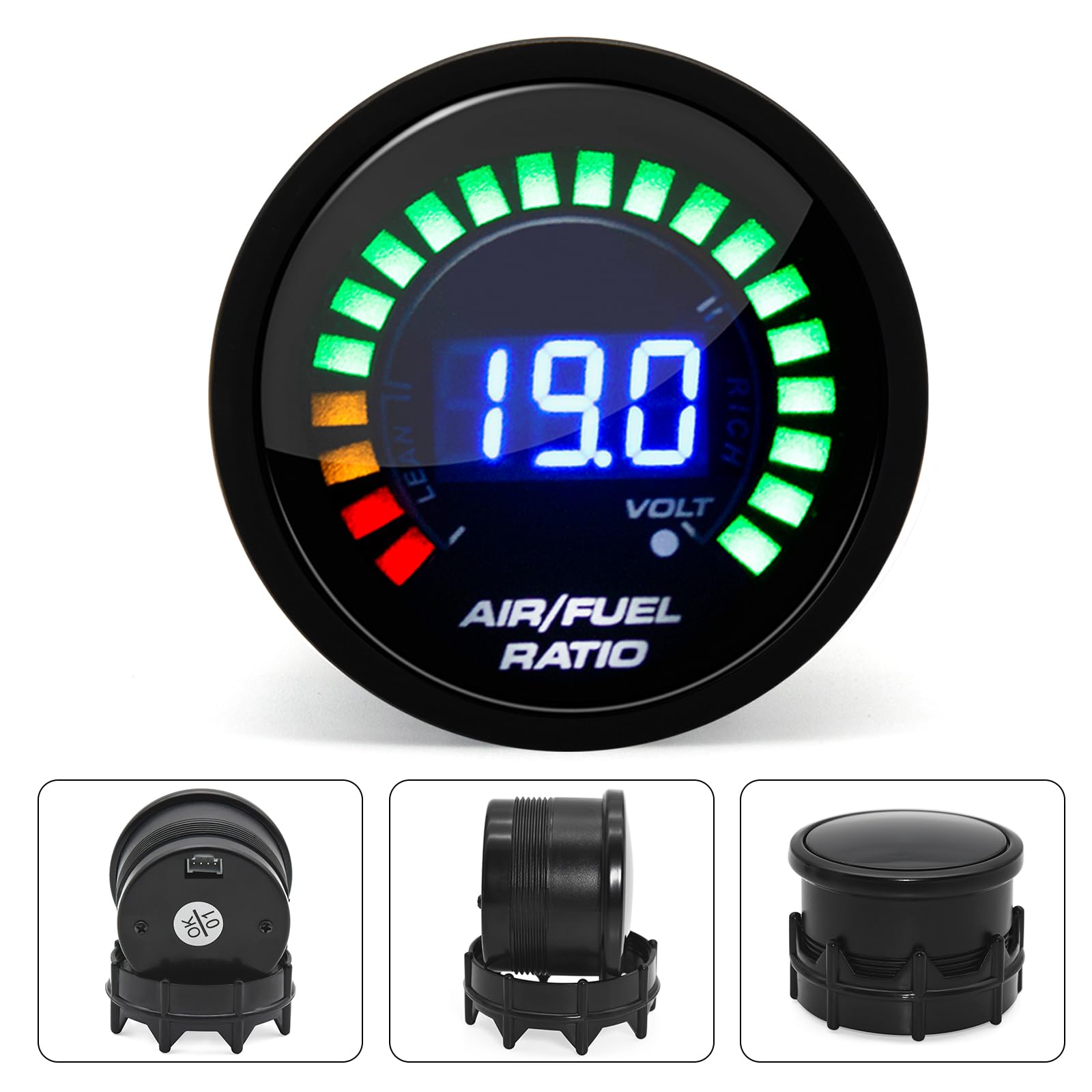 Misuratore per auto e carburante, da 52 mm, con display digitale a LED blu con banda stretta O2, sensore di ossigeno, 12 V