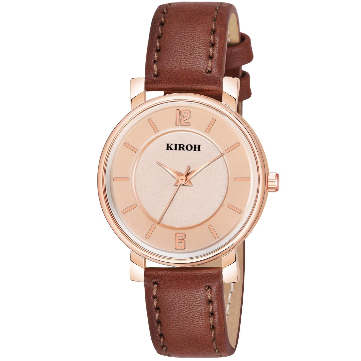 KIARVI GALLERY Analogue Stylish Leather Strap Analog Watch for Womens and Girls Watch (Brown-Peach) (B0BRFS2RTX) Amazon Price History, Amazon Price Tracker