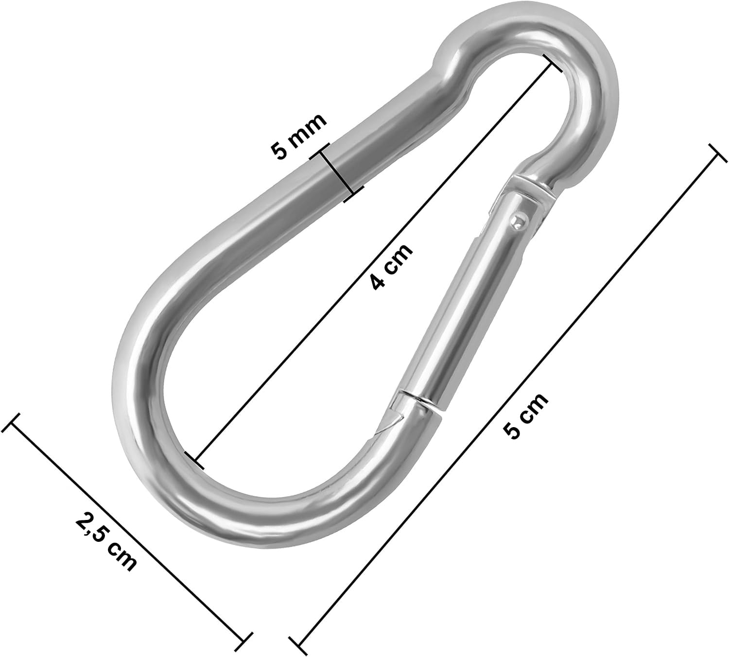 Kippen 1202BX - Confezione da 20 Pezzi di Moschettone da Pompiere in Acciaio Zincato. Dimensioni: 50X5 mm.