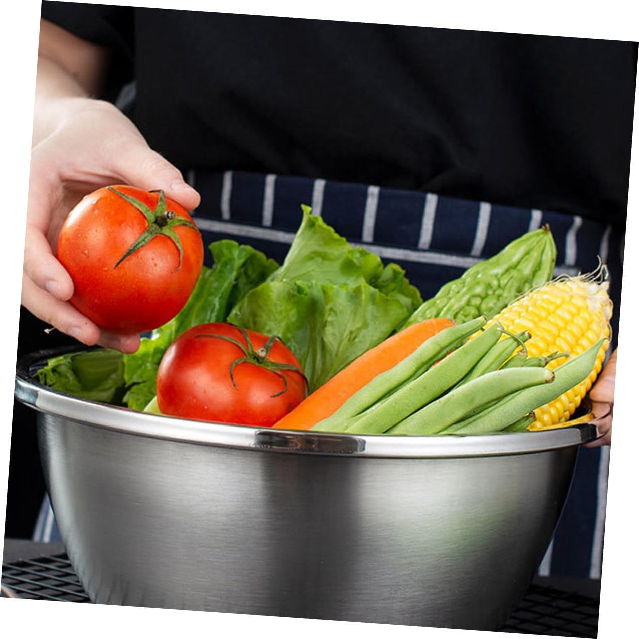 Stainless Steel Drain Basket Efficient Kitchen Fruit Vegetable Washing Colander with Compact Design and Practical Portable Handles for Household Use