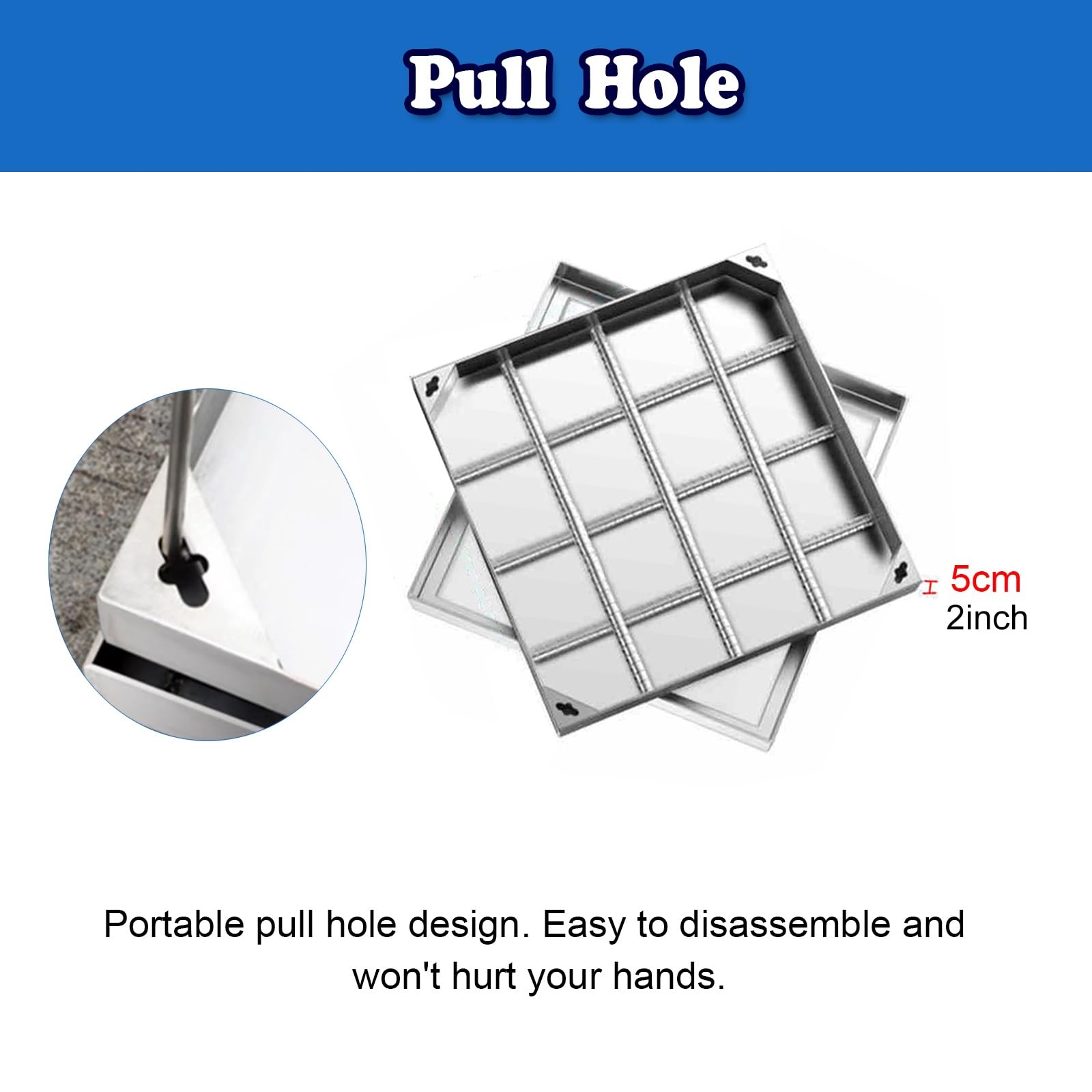 Generico Coperture Invisibili Personalizzabili per Fosse settiche, Coperchio e Telaio per tombino Resistenti, Copertura portante per pozzetti fognari per parcheggi/autostrade (65x50 cm/25,6x19,7 poll