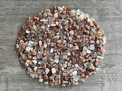 Multi Peach Moonstone Chips – Natural Mini Multi Peach Moonstone Stones, Crushed Undrilled Multi Peach Moonstone, Semi-Tumbled Genuine Multi Peach Moonstone (1/4 lb)