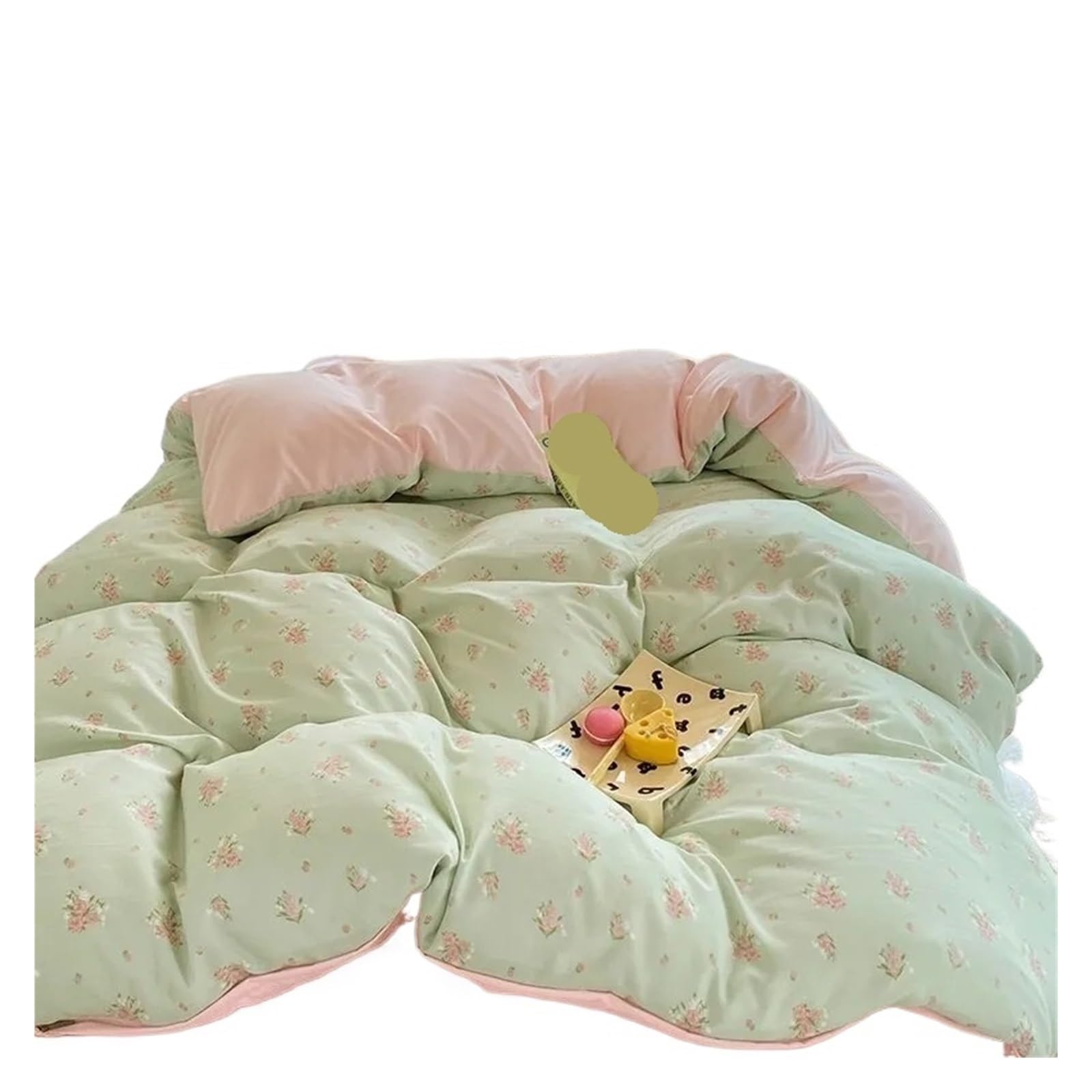 Bordado Floral Acolchado Juego de Colcha Conjunto de 4 Piezas algodón Lavado con Hilo Doble Capa