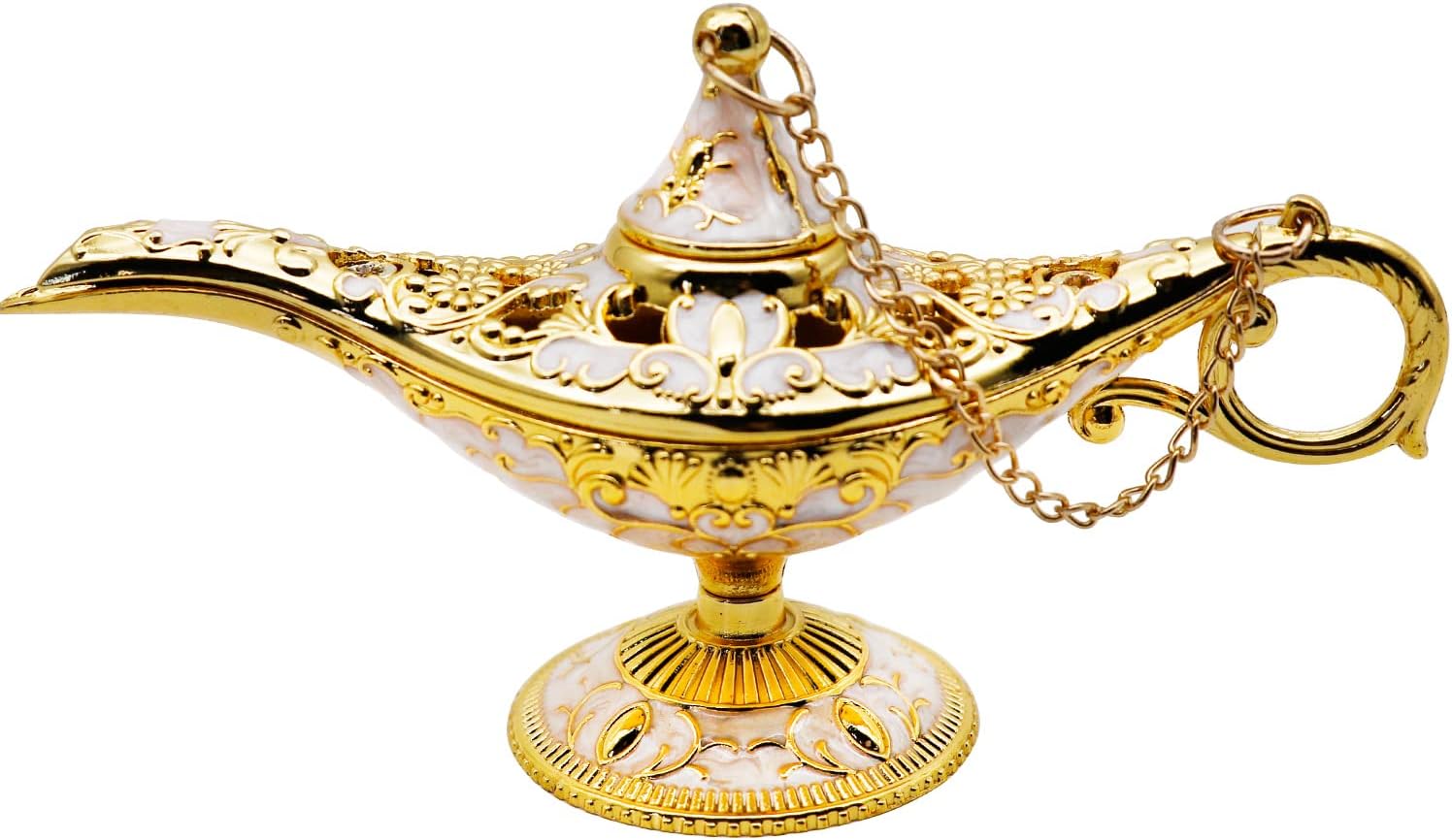 Hsiwto Aladdin Magic Genie Lamps - Classic Vintage Legend Magic Genie Light Costume Lamp for Home Wedding Table Decoration, Small Size Gold&White