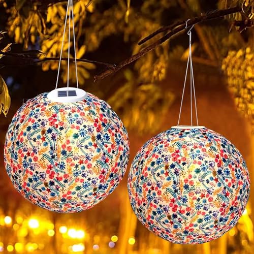2 Stück Solar Lampions Außen Wetterfest: 30CM LED Laterne...