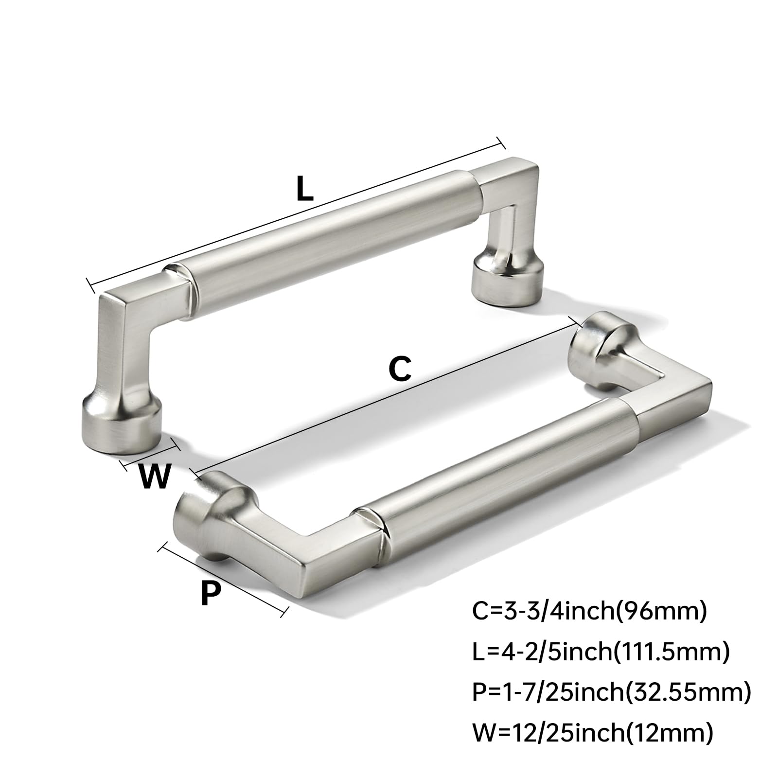 khtumeware Lot de 10 poignées d'armoire en nickel satiné brossé solides pour armoires de cuisine, armoires, tiroirs et quincaillerie de salle de bain 96 mm