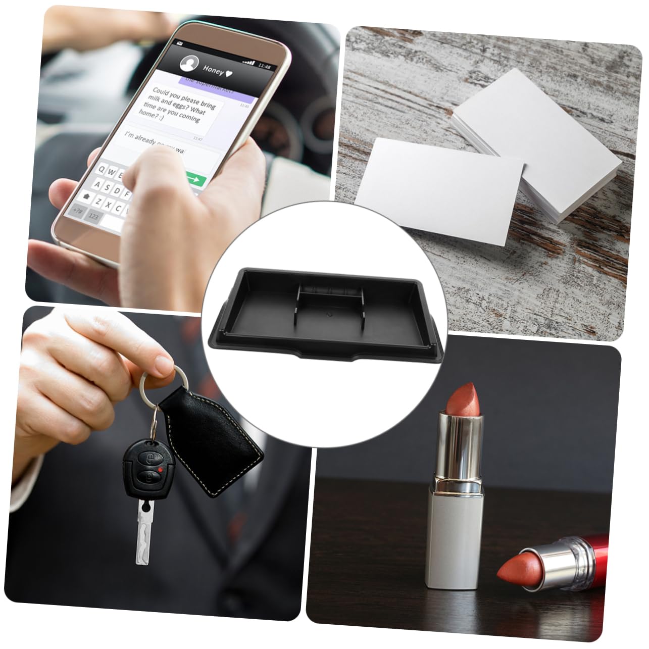 PLAFOPE Supporto Telefono Auto da Cruscotto in Abs Nero, Anti-sdrucciolo | Vaschetta Multiuso Lavabile, per Auto e Smartphone, Resistente All’usura, Formato Compatto