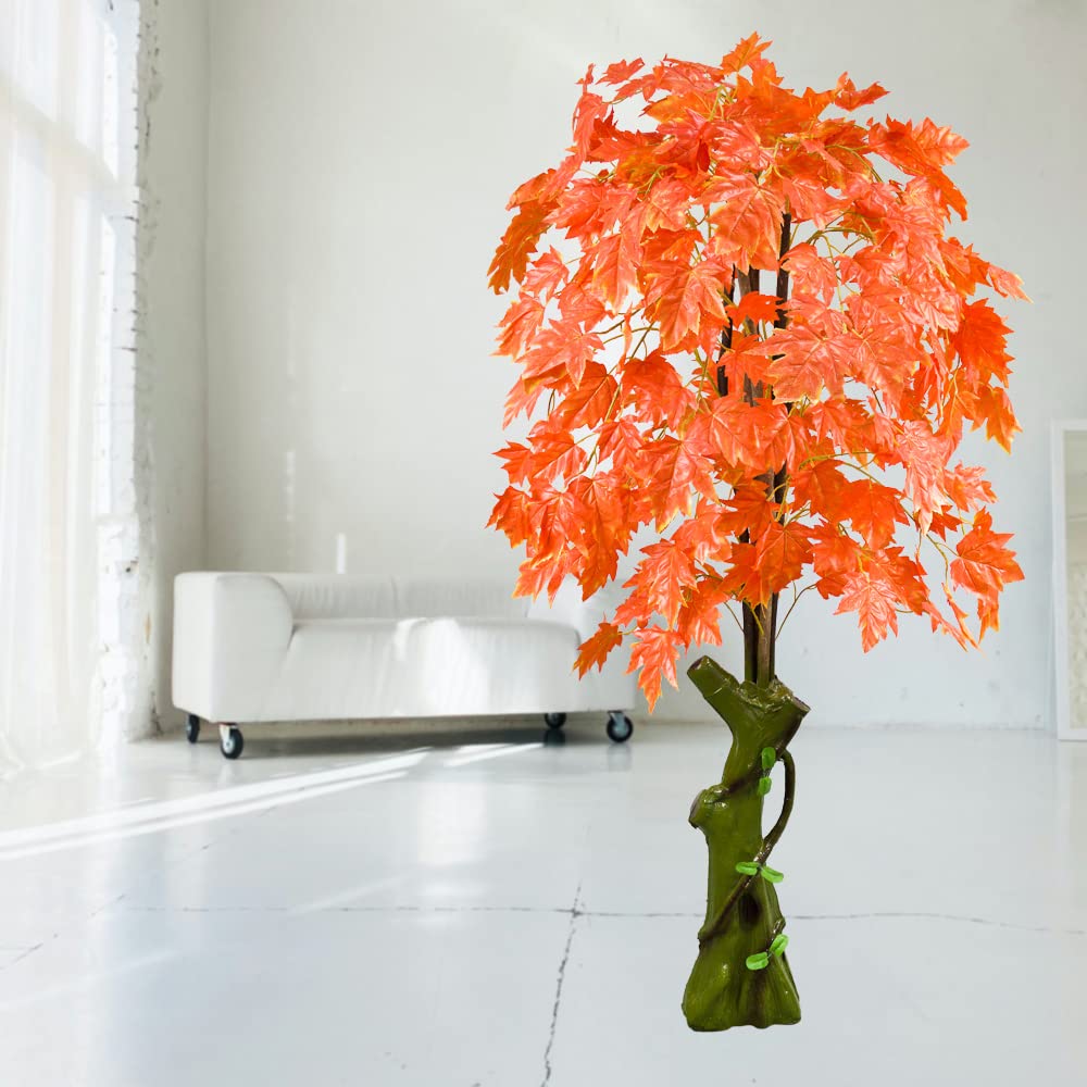 Erable Plante Arbre Artificielle Artificiel Plastique 180cm Domaine Interne Feuilles Rouges Decovego
