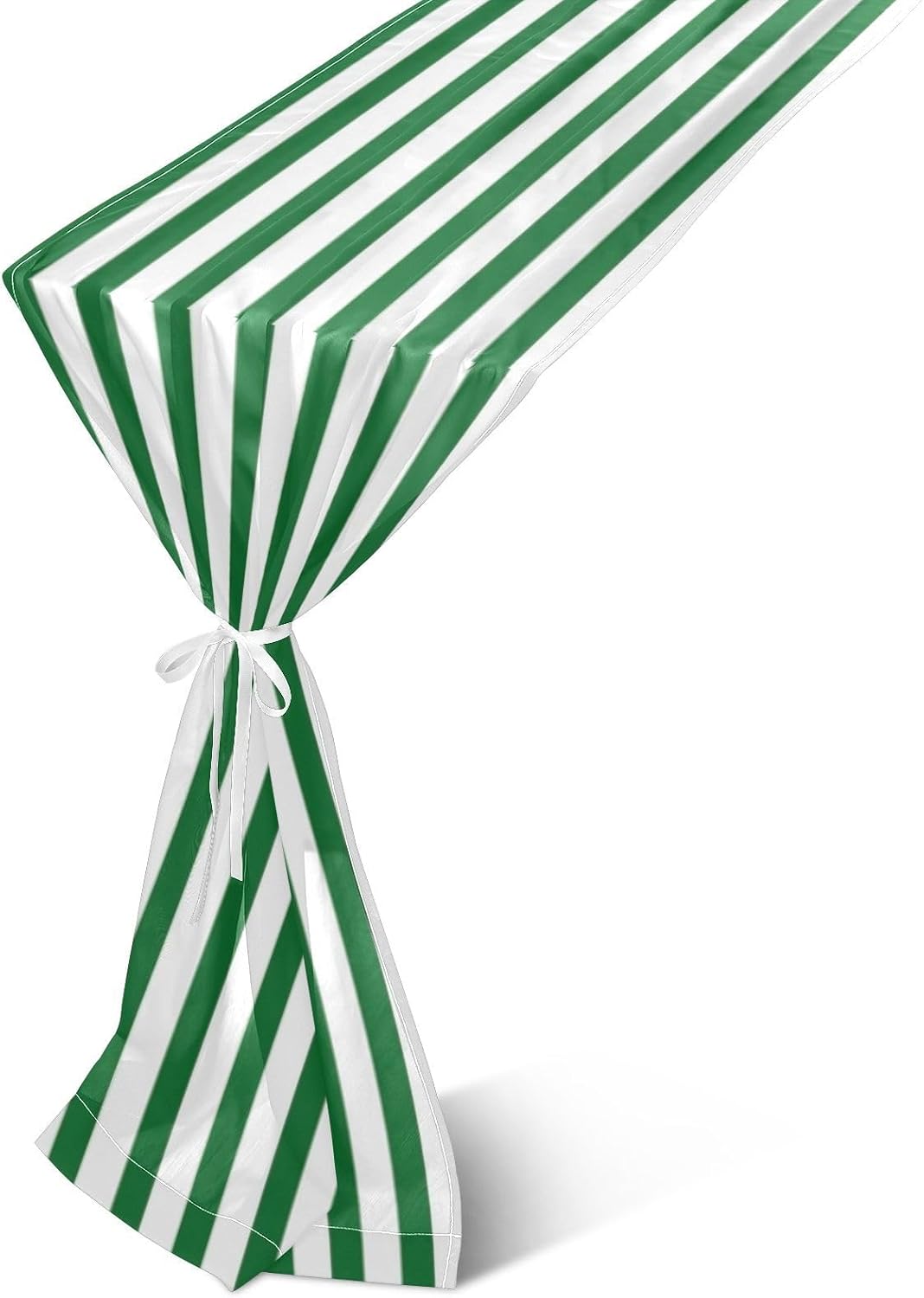 Green White Stripes Chiffon Table Runner 18x108 Inches, Soft Sheer Dining Table Runners for Rustic Wedding Bridal Shower Party Tabletop Decoration 18" x 108"