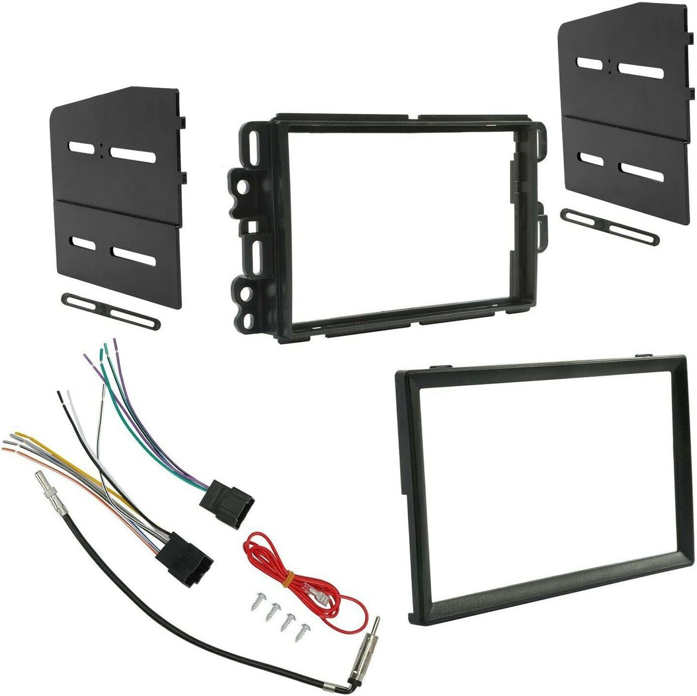 LEESENEVO Double DIN Kit Fits Complete Stereo Installation Dash KIT+Wire Harness+Antenna Adapter Plastic 95-3305 70-2104 GM1598AB GWH-406 -K318 GM2500 GNT-035 FCGCSIDKHA