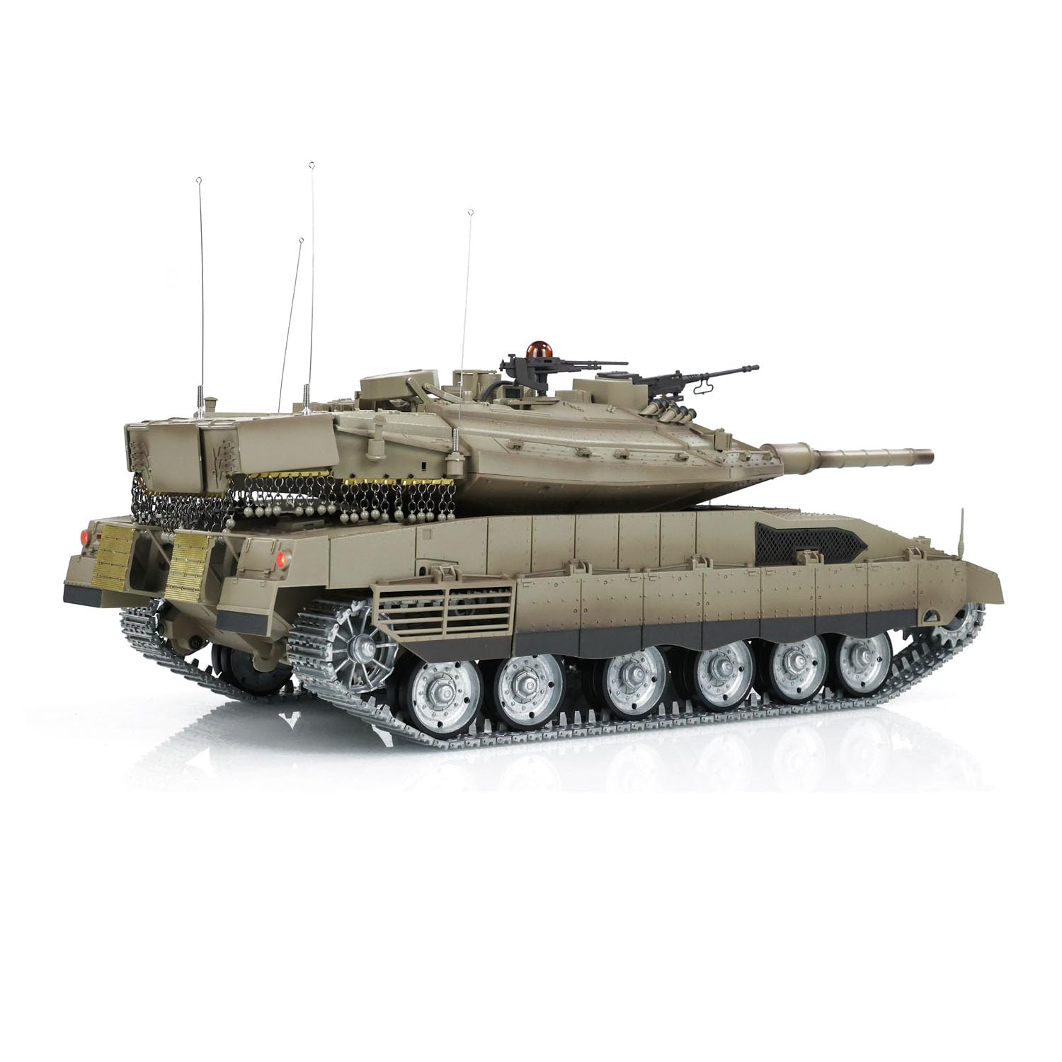 Henglong 1/16 RC Tank IDF Merkava Mk IV 3958 Char de combat avec télécommande, roues en métal, boîte de vitesses à 360°, fumée de tourelle à 2 batteries, modèle de qualité Hobby pour
